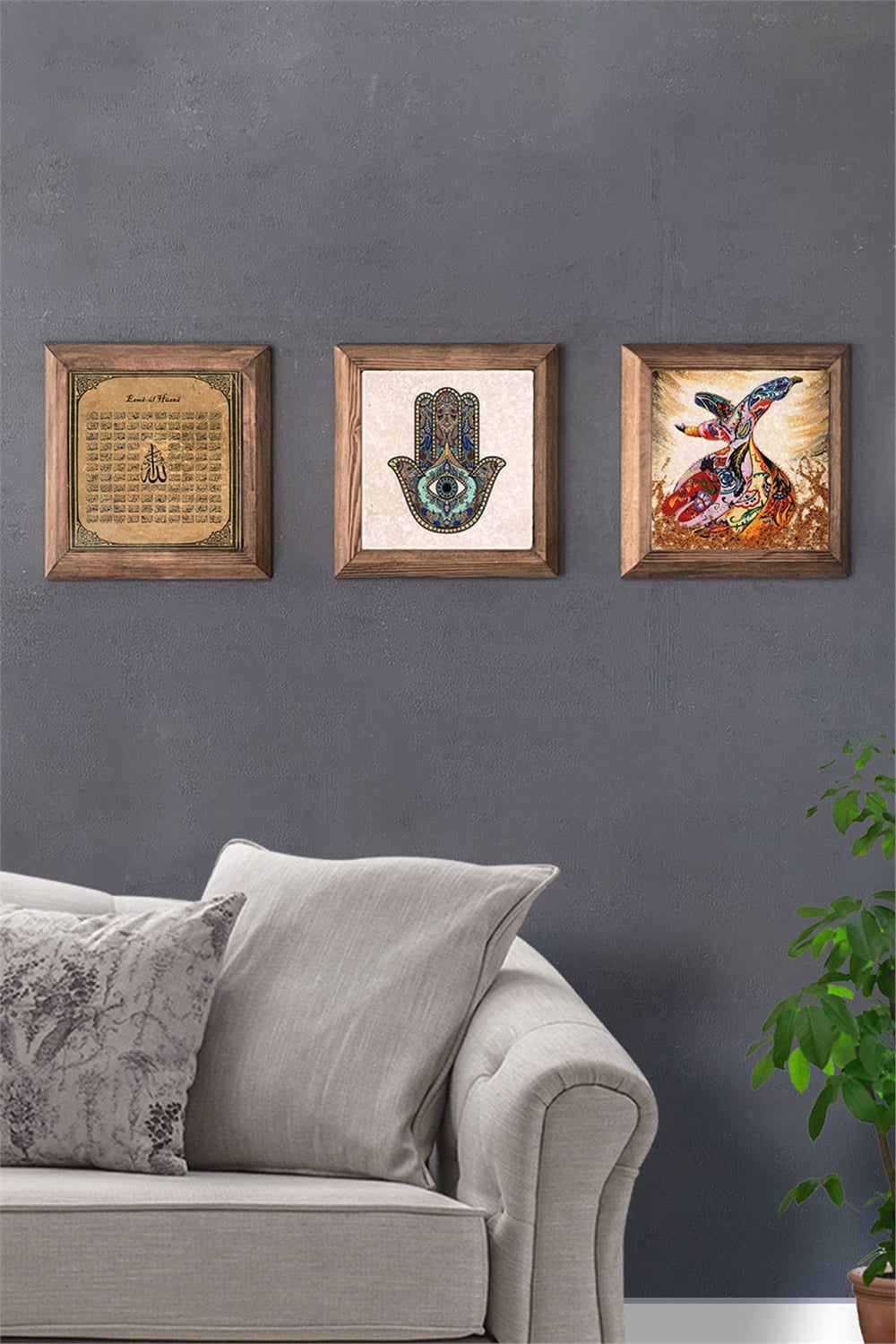 MASİF ÇERÇEVELİ 3'LÜ DOĞALTAŞ TABLO PANO OSCAR STONE DECOR / 3PRMT-40-0244