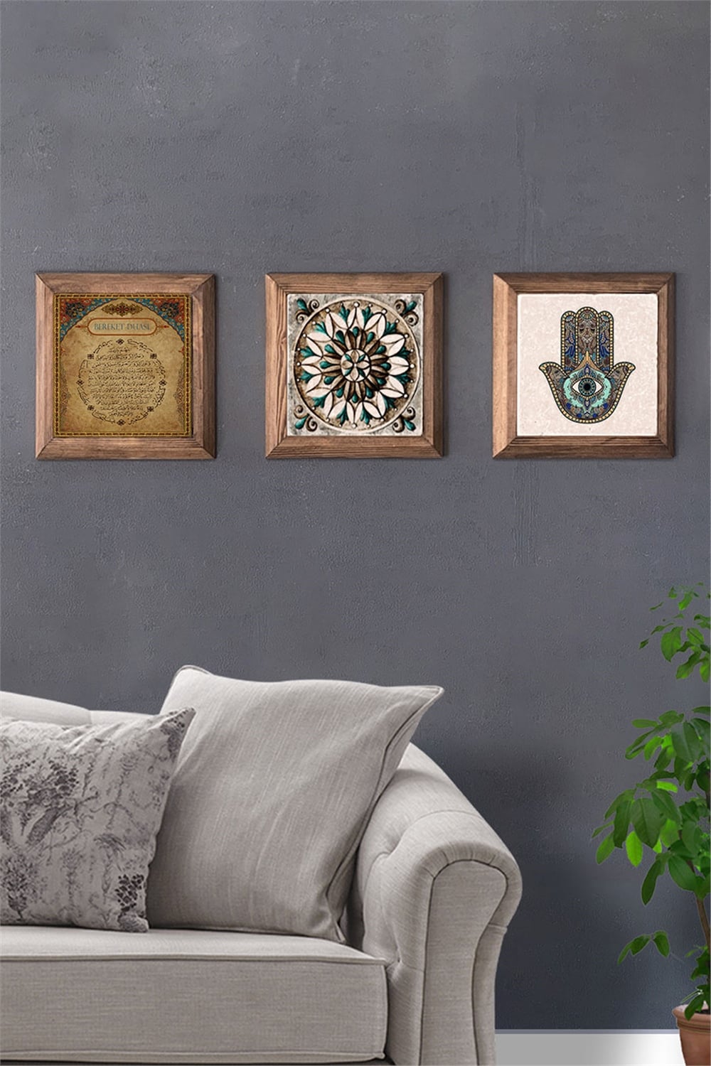 MASİF ÇERÇEVELİ 3'LÜ DOĞALTAŞ TABLO PANO OSCAR STONE DECOR / 3PRMT-40-0130