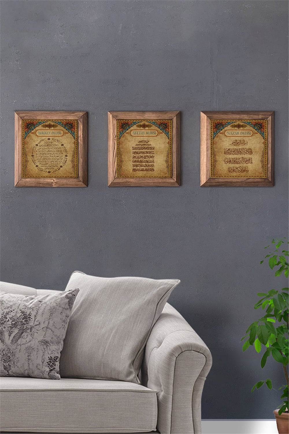 MASİF ÇERÇEVELİ 3'LÜ DOĞALTAŞ TABLO PANO OSCAR STONE DECOR / 3PRMT-40-0011