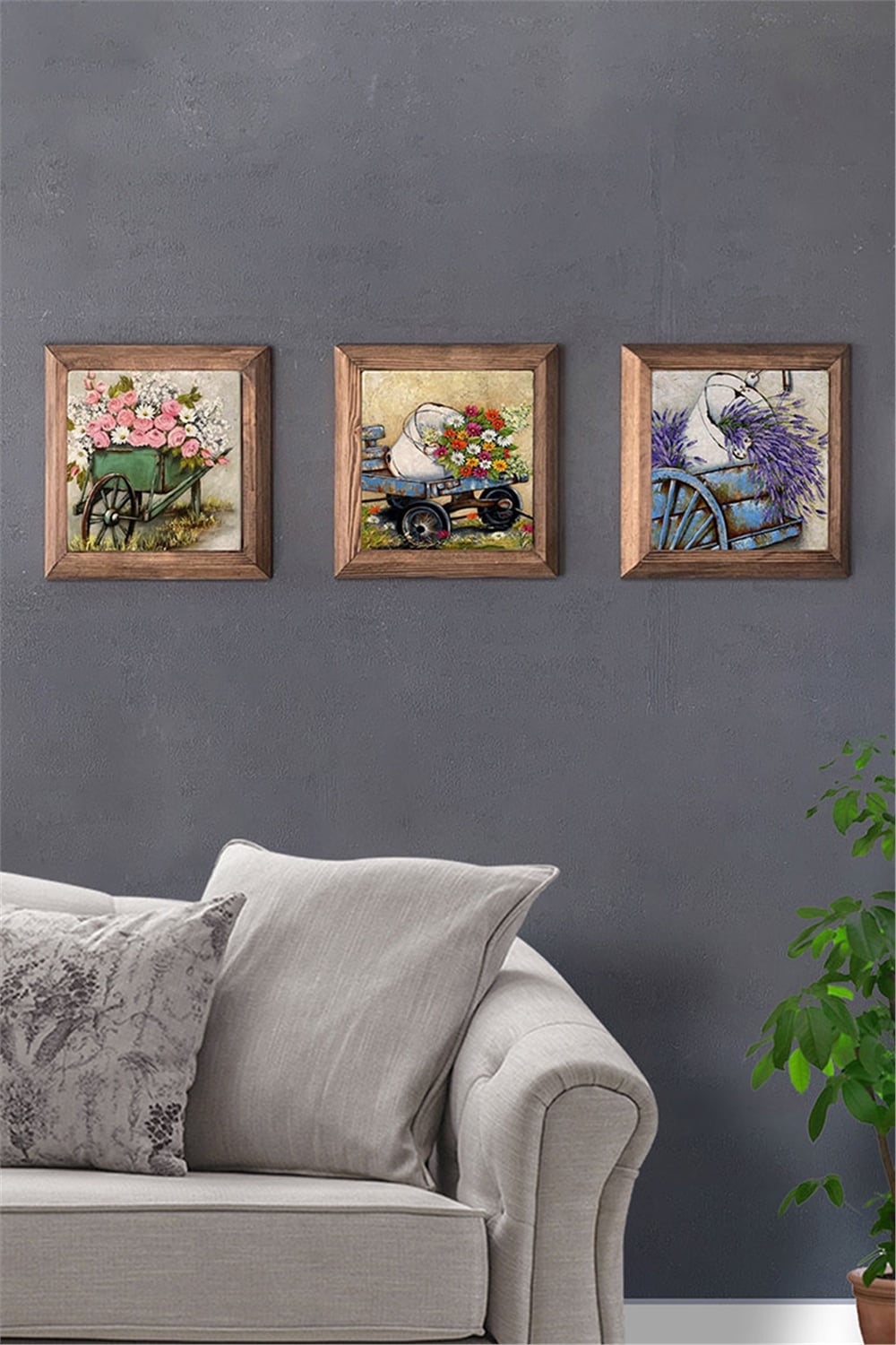 MASİF ÇERÇEVELİ 3'LÜ DOĞALTAŞ TABLO PANO OSCAR STONE DECOR / 3PRMT-10-0011