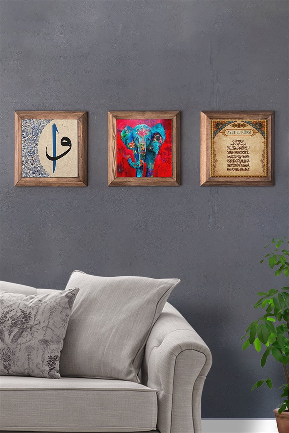 MASİF ÇERÇEVELİ 3'LÜ DOĞALTAŞ TABLO PANO OSCAR STONE DECOR / 3PRMT-40-0397