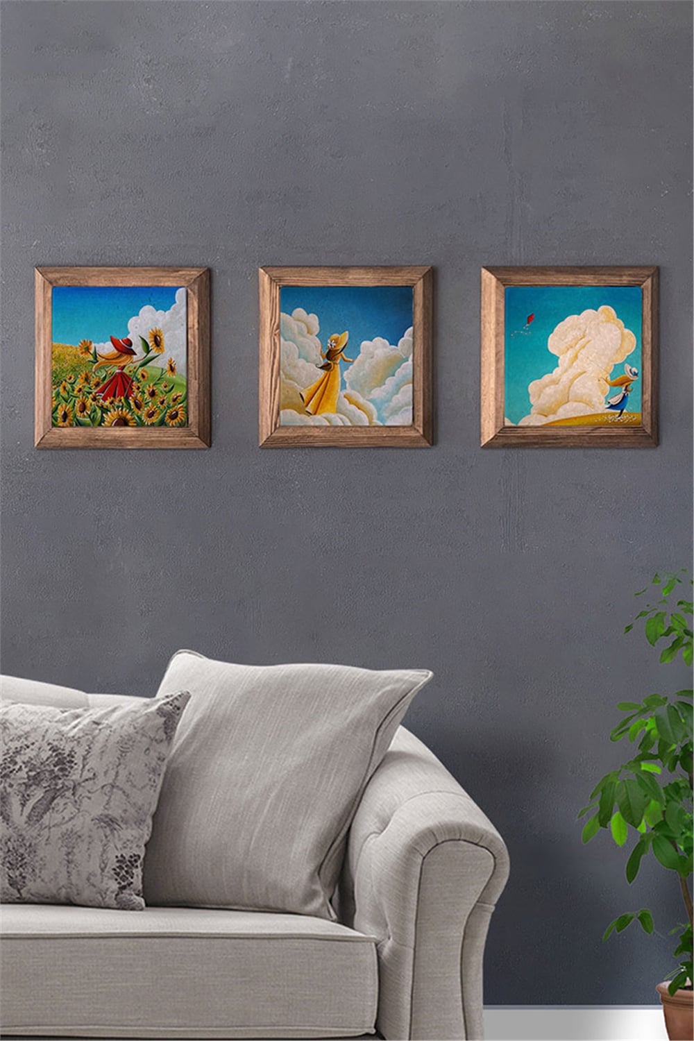 MASİF ÇERÇEVELİ 3'LÜ DOĞALTAŞ TABLO PANO OSCAR STONE DECOR / 3PRMT-30-0014