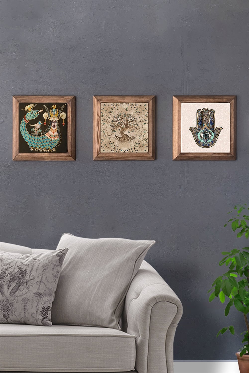 MASİF ÇERÇEVELİ 3'LÜ DOĞALTAŞ TABLO PANO OSCAR STONE DECOR / 3PRMT-40-0341