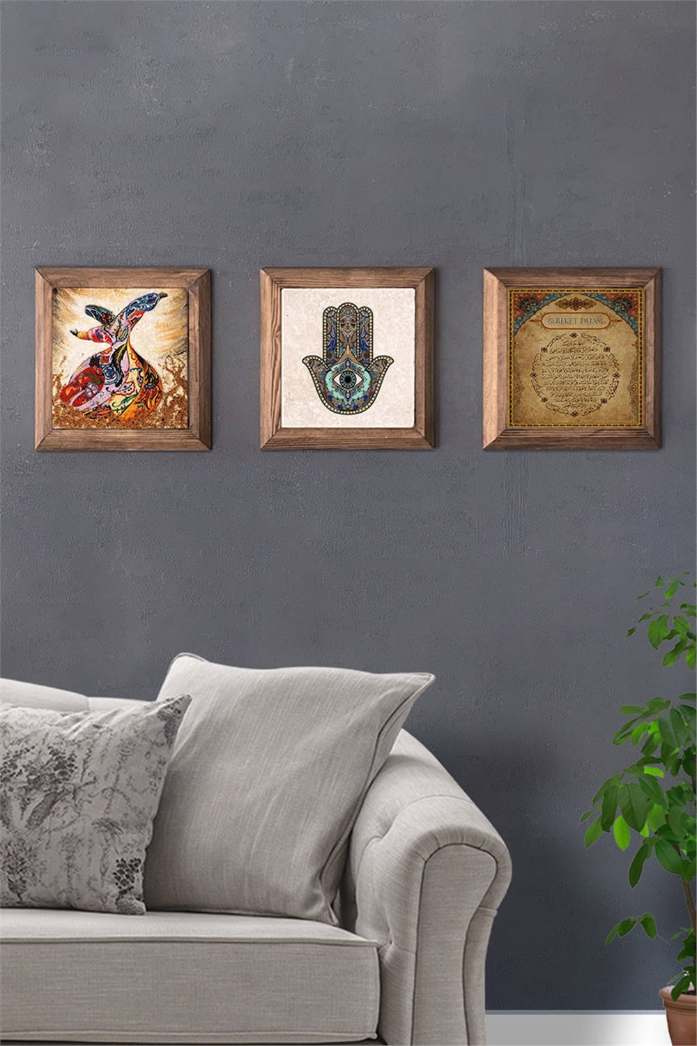 MASİF ÇERÇEVELİ 3'LÜ DOĞALTAŞ TABLO PANO OSCAR STONE DECOR / 3PRMT-40-0148