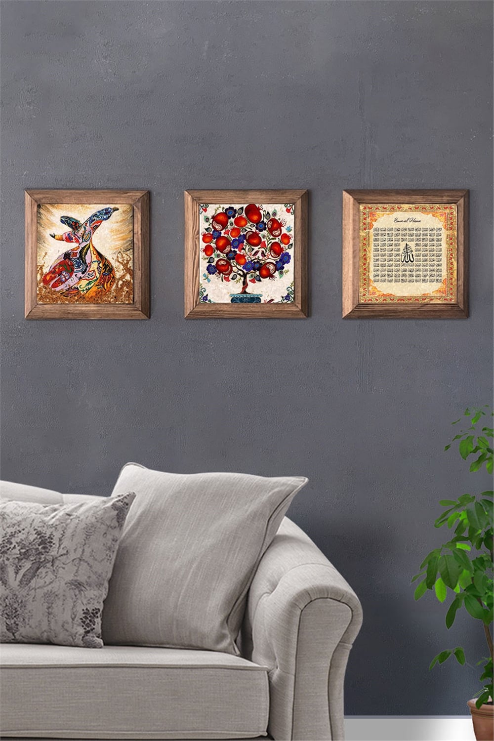 MASİF ÇERÇEVELİ 3'LÜ DOĞALTAŞ TABLO PANO OSCAR STONE DECOR / 3PRMT-40-0142