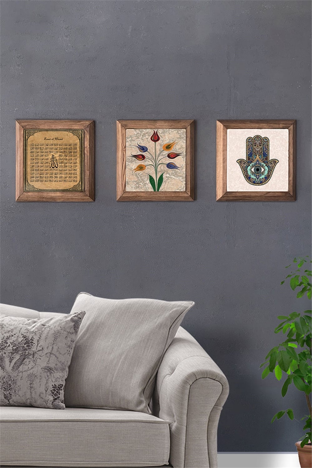 MASİF ÇERÇEVELİ 3'LÜ DOĞALTAŞ TABLO PANO OSCAR STONE DECOR / 3PRMT-40-0245