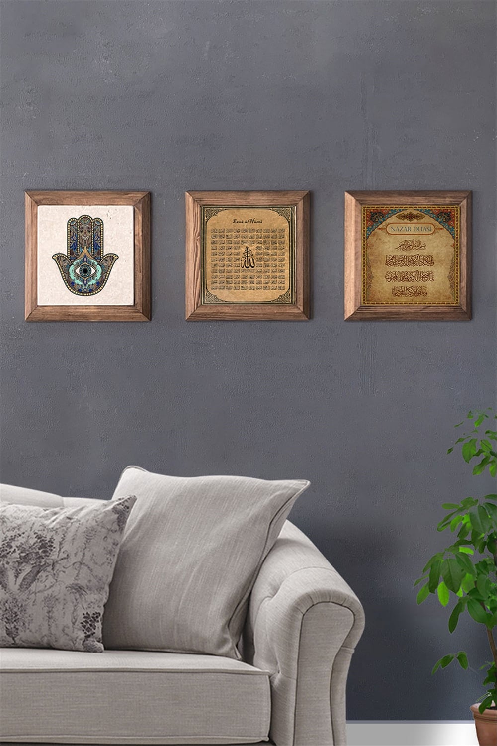 MASİF ÇERÇEVELİ 3'LÜ DOĞALTAŞ TABLO PANO OSCAR STONE DECOR / 3PRMT-40-0242