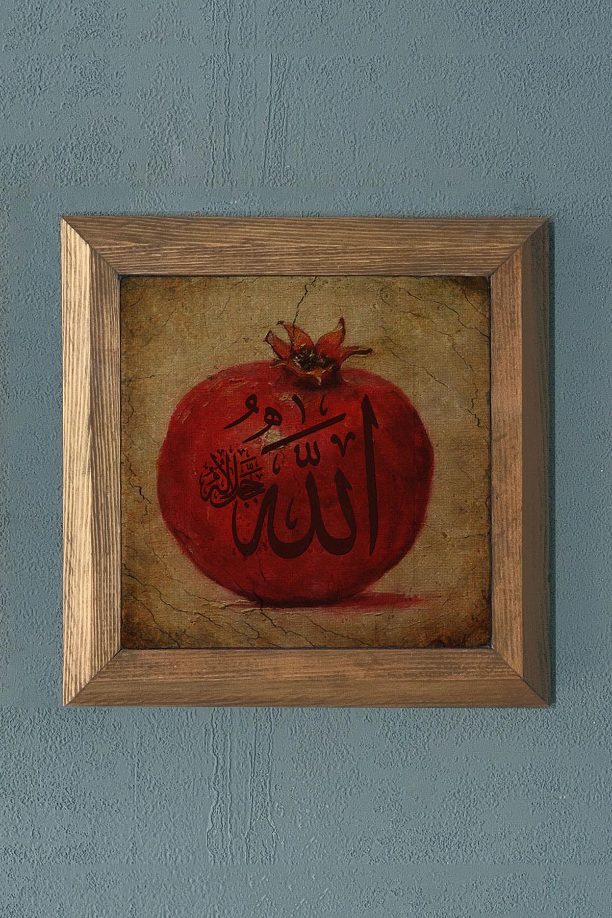 Masif Çerçeveli Nar (Bereket) Doğaltaş Tablo Oscar Stone Decor 28X28 cm