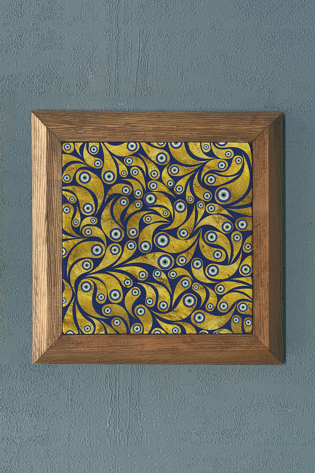 Masif Çerçeveli Nazar Taş Tablo- Duvar Dekoru- Oscar Stone Decor 28X28 cm-WALL DECOR