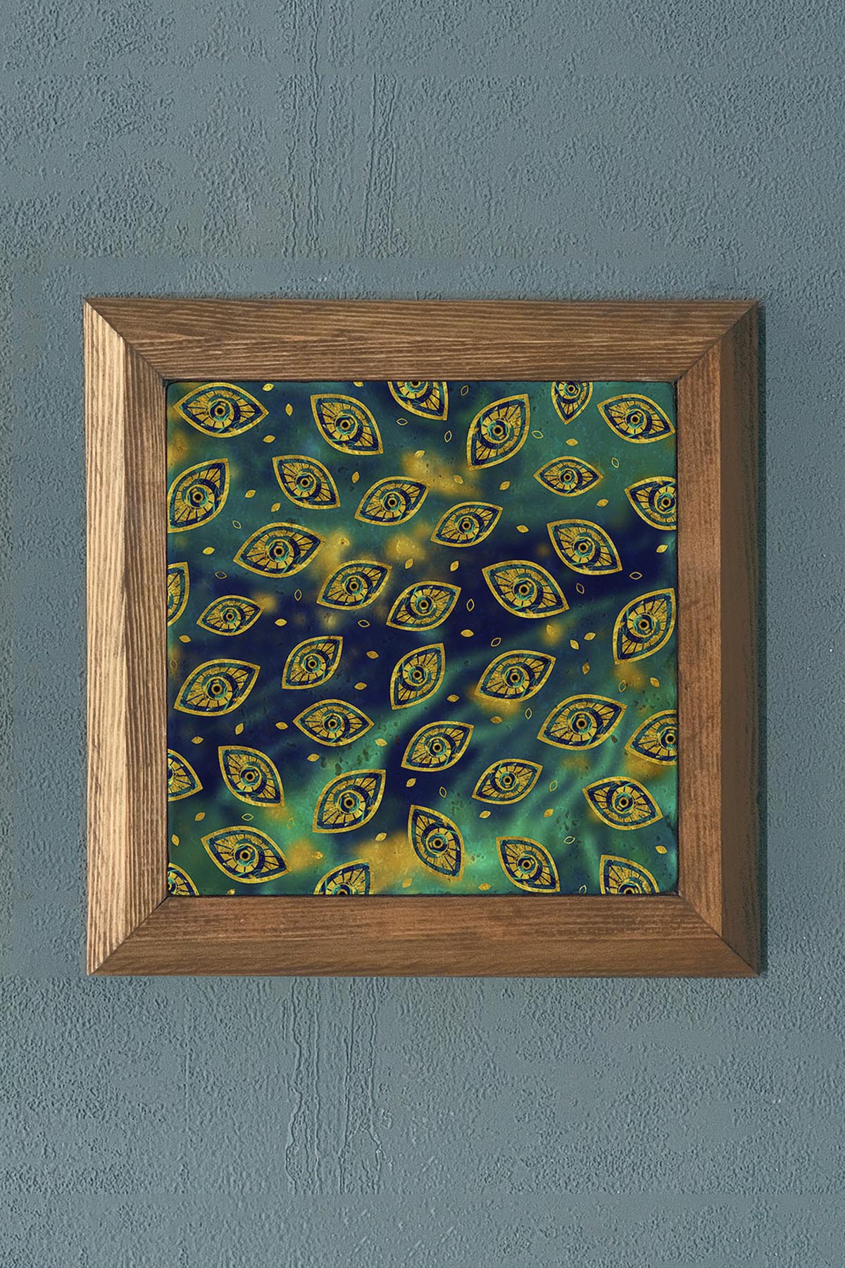 Masif Çerçeveli Nazar Taş Tablo- Duvar Dekoru- Oscar Stone Decor 28X28 cm-WALL DECOR