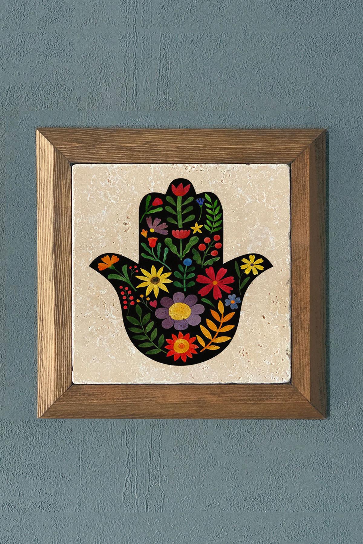 Masif Çerçeveli Taş Tablo- Duvar Dekoru- Oscar Stone Decor 28X28 cm-WALL DECOR