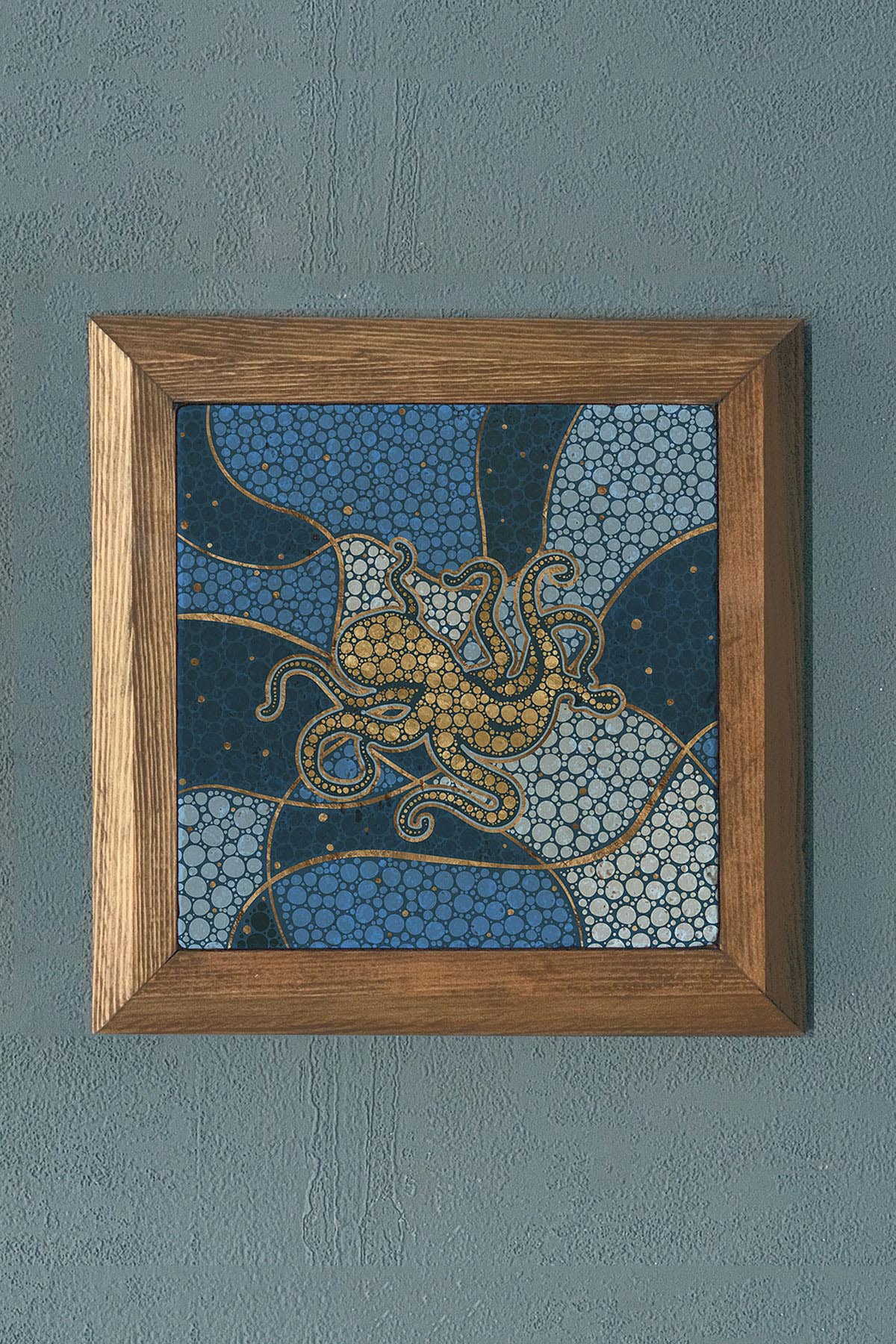 Masif Çerçeveli Taş Tablo- Duvar Dekoru- Oscar Stone Decor 28X28 cm-WALL DECOR