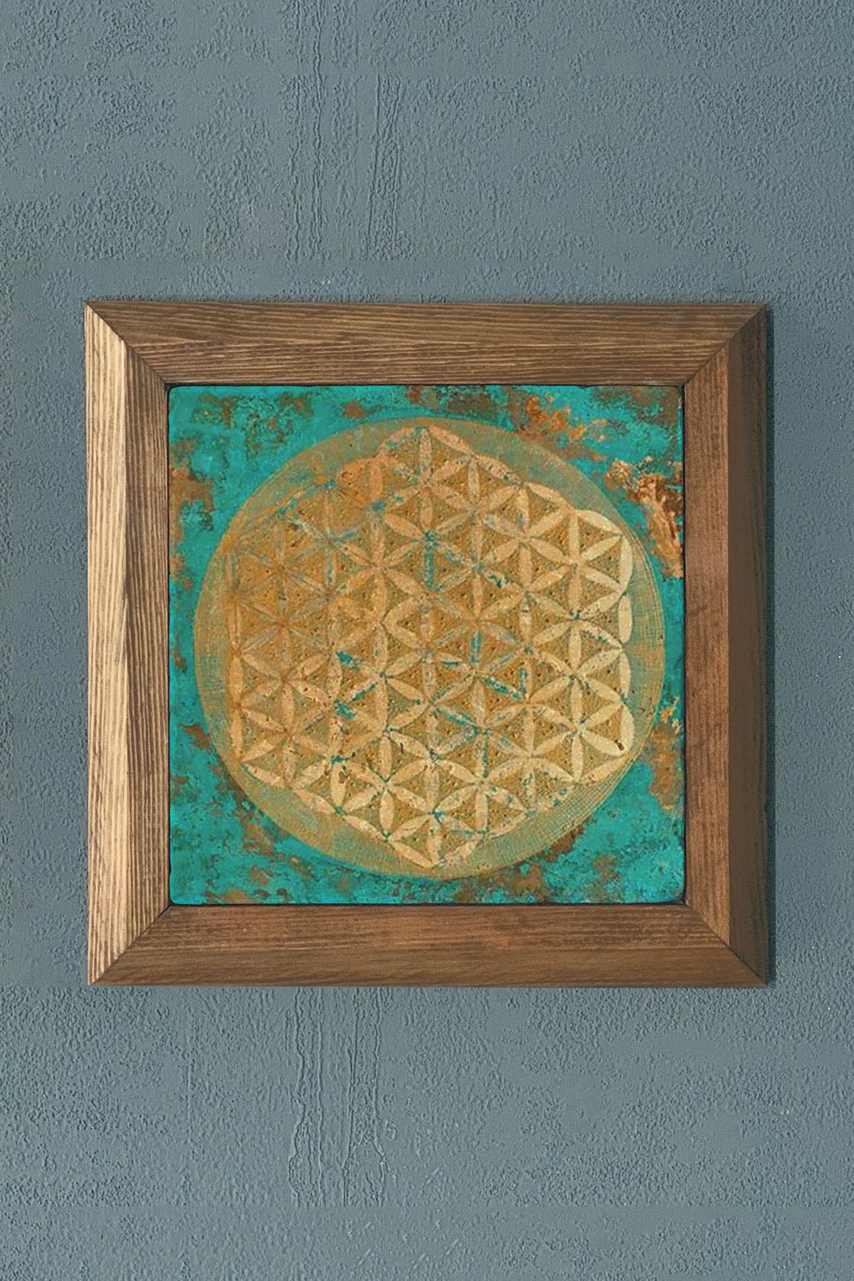 Masif Çerçeveli Taş Tablo- Duvar Dekoru- Oscar Stone Decor 28X28 cm-WALL DECOR