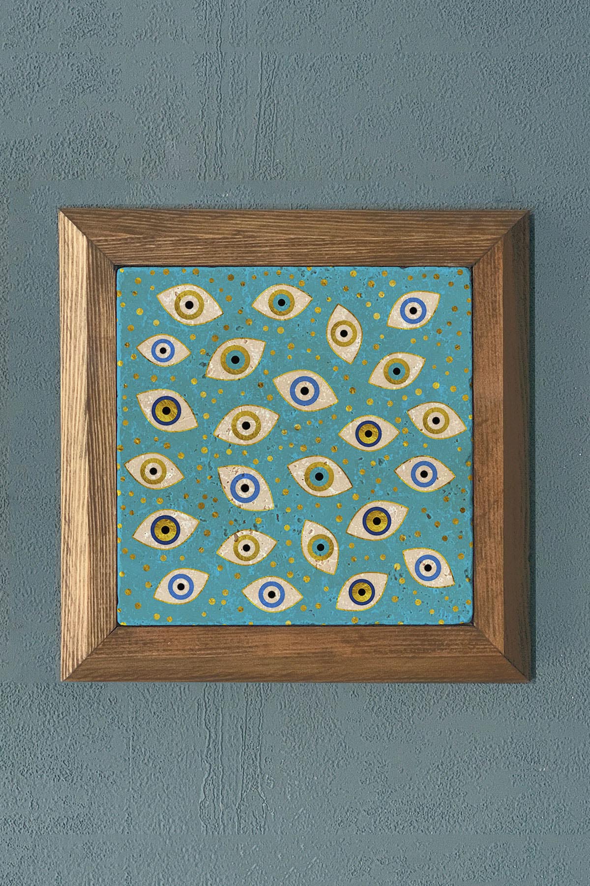 Masif Çerçeveli Taş Tablo- Duvar Dekoru- Oscar Stone Decor 28X28 cm-WALL DECOR