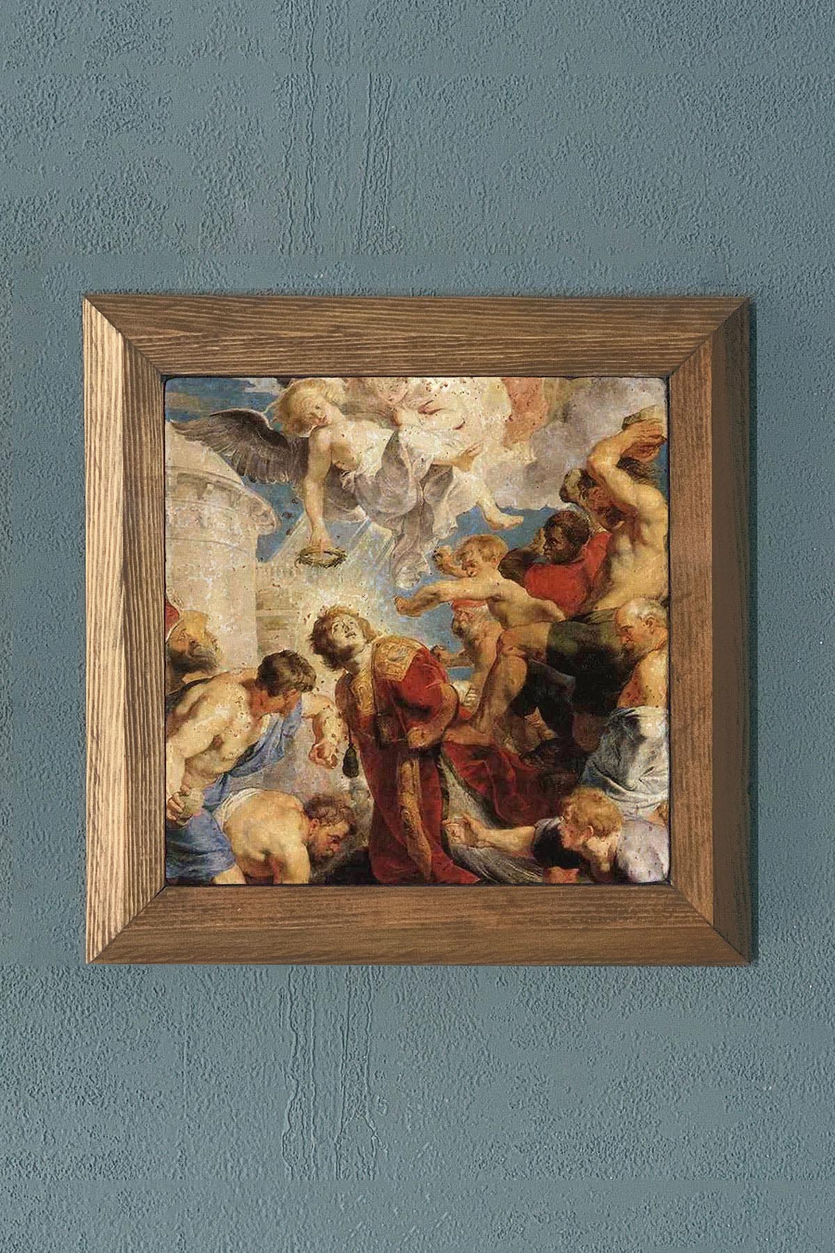 Masif Çerçeveli Taş Tablo-Wall Decor- Oscar Stone Decor 28X28 CM