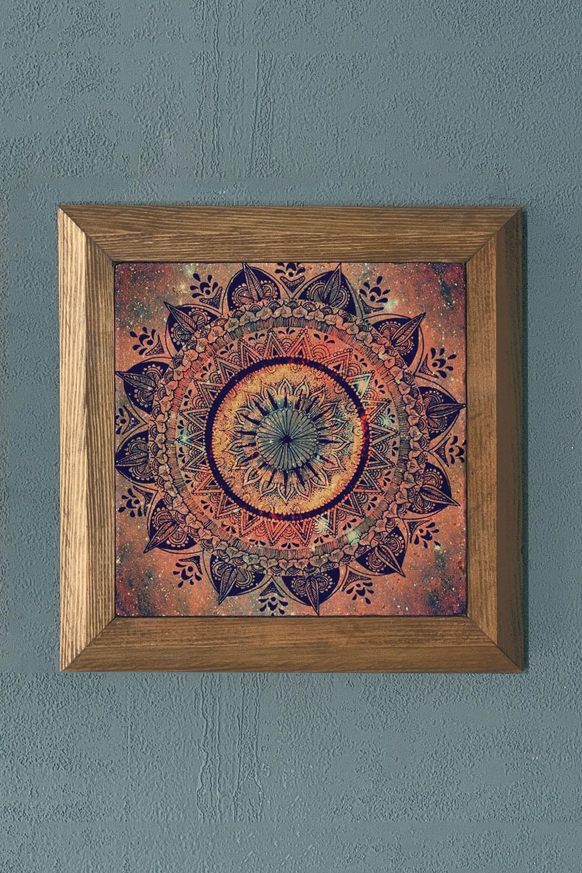 MİSTİK DESEN -Masif Çerçeveli Taş Tablo-Wall Decor- Oscar Stone Decor 28X28 CM