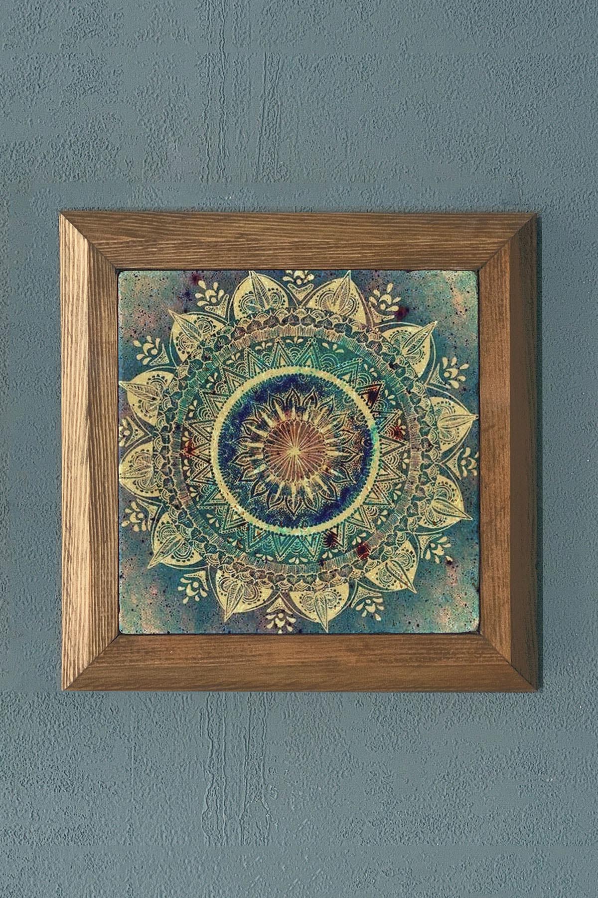 MİSTİK DESEN-Masif Çerçeveli Taş Tablo-Wall Decor- Oscar Stone Decor 28X28 CM