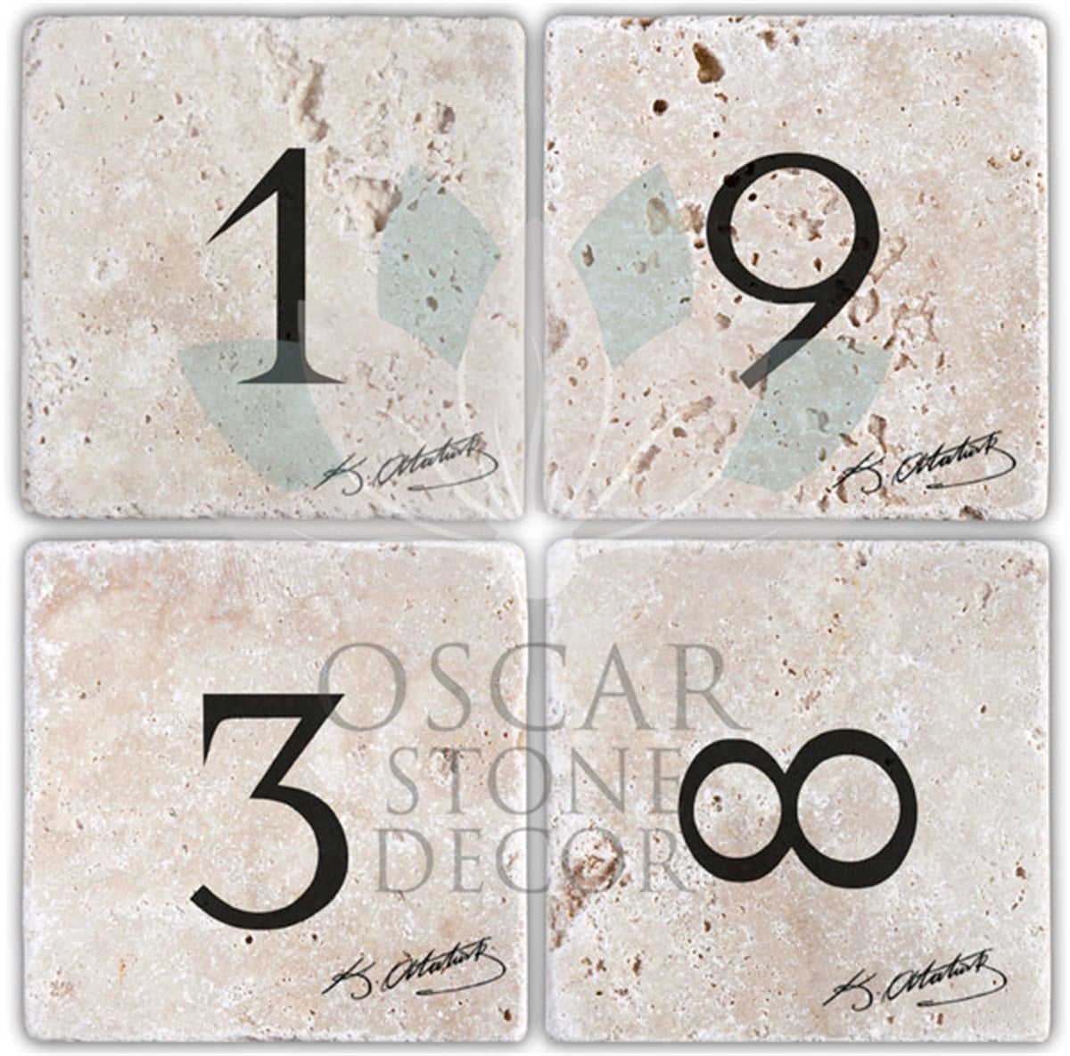 OSCAR STONE DECOR 1938 4'lü DOĞALTAŞ BARDAK ALTLIĞI / BA071 (COASTER)