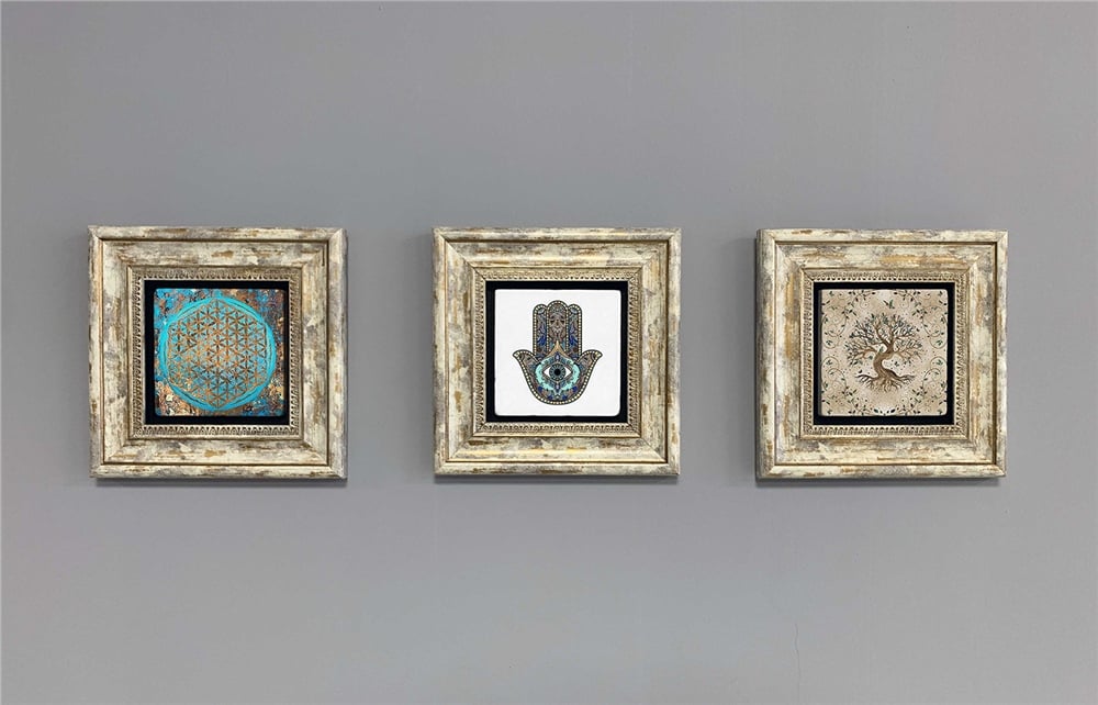 OSCAR STONE DECOR 3'lü ÇERÇEVELİ DOĞALTAŞ DUVAR DEKORU / 3CDD-40-390 (WALL DECOR)