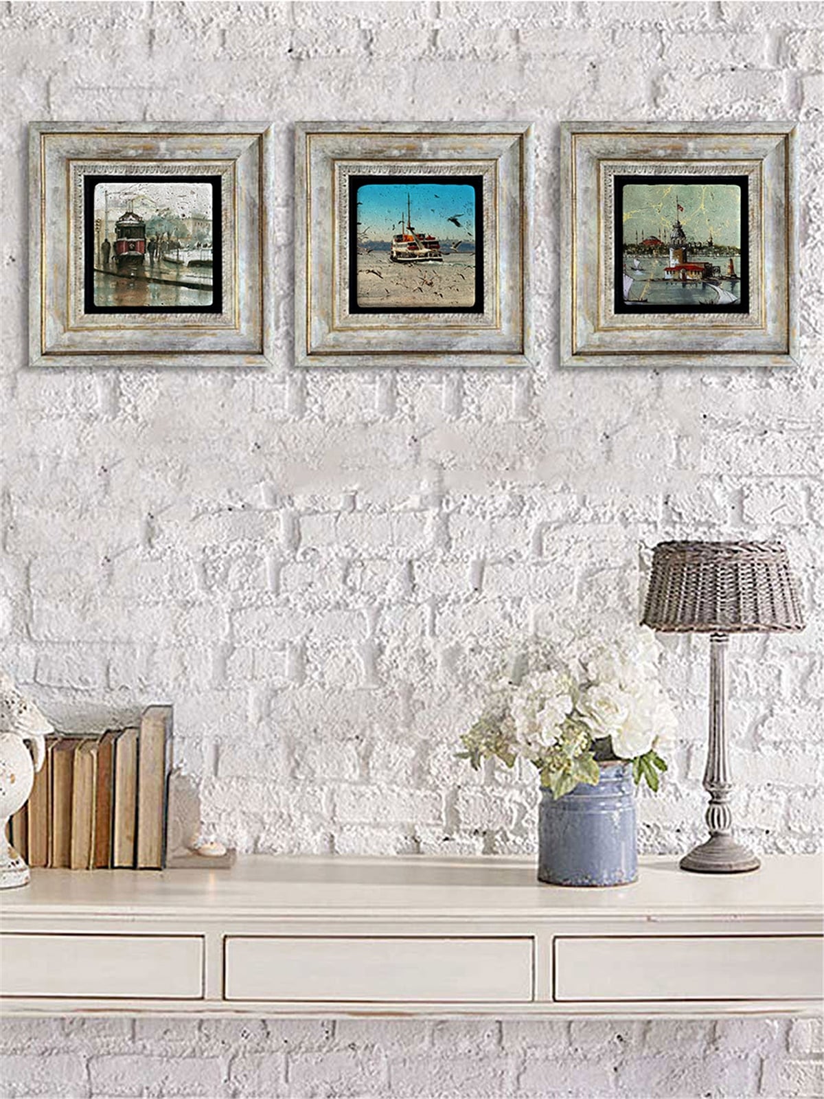 OSCAR STONE DECOR 3'lü ÇERÇEVELİ DOĞALTAŞ DUVAR DEKORU / 3CDD-40-079 (WALL DECOR)