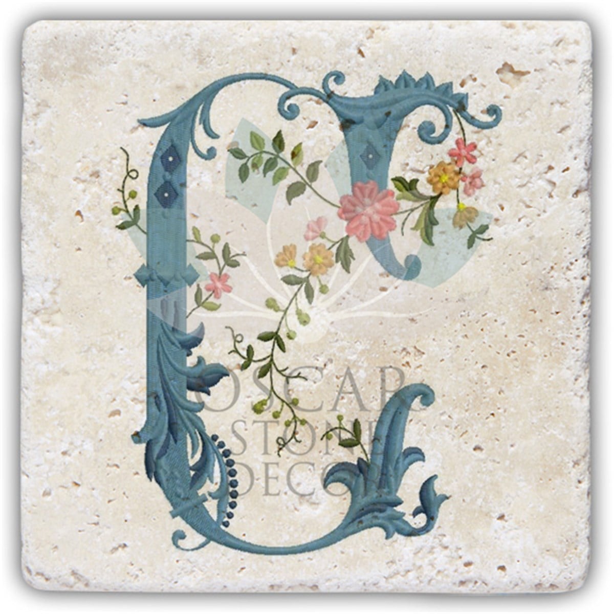 OSCAR STONE DECOR C HARFİ TEKLİ DOĞALTAŞ BARDAK ALTLIĞI / BA-C4 (COASTER)