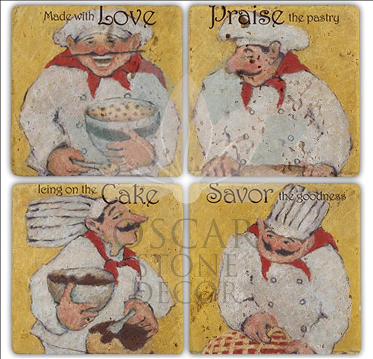 OSCAR STONE DECOR CAKESAVOR 4'lü DOĞALTAŞ BARDAK ALTLIĞI / BA215 (COASTER)