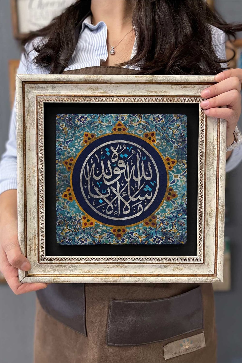 Oscar Stone Decor Çerçeveli Tablo Taş Duvar Dekoru 30 X 30 Cm Eskitme Tasarım Tablo