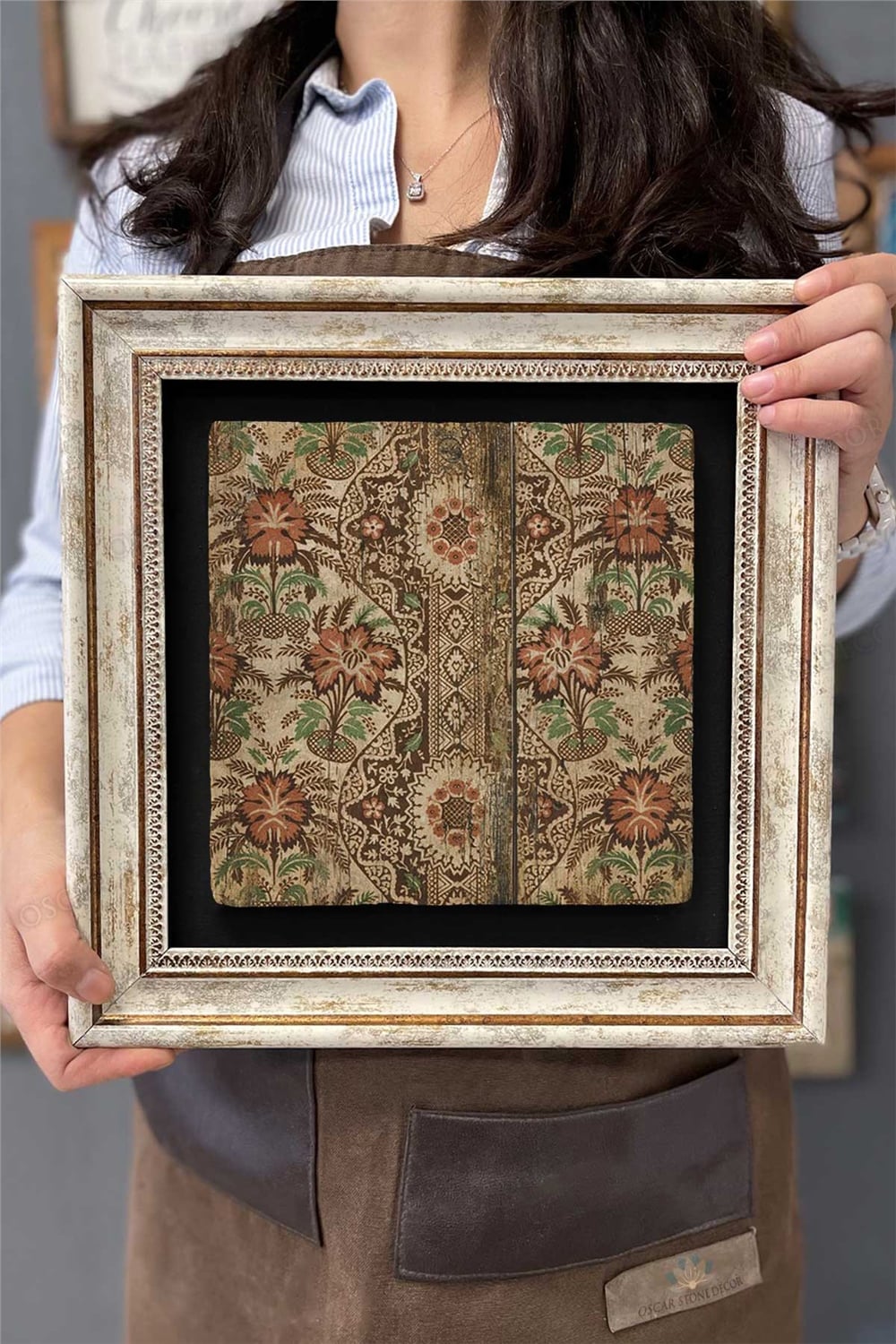 Oscar Stone Decor Çerçeveli Tablo Taş Duvar Dekoru 30 X 30 Cm Eskitme Kapı Tablo