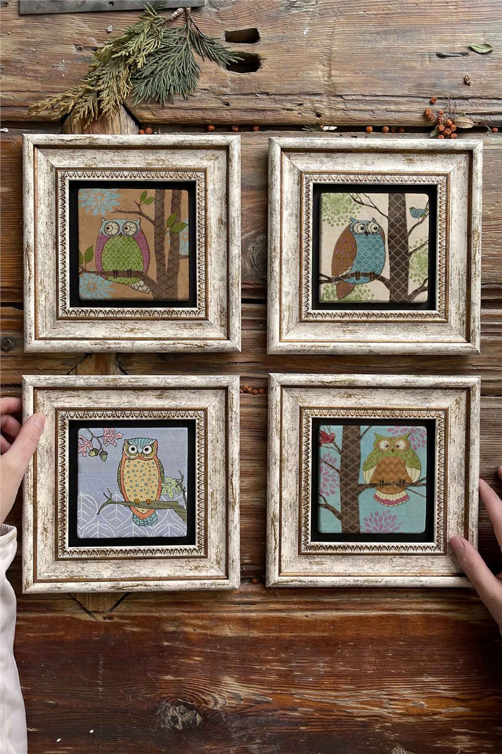 Oscar Stone Decor Çerçeveli Taş Tablo Duvar Dekoru 20x20cm 4'lü Set