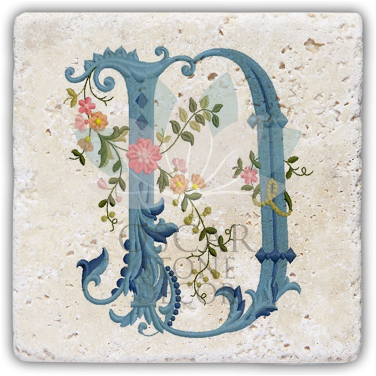 OSCAR STONE DECOR D HARFİ TEKLİ DOĞALTAŞ BARDAK ALTLIĞI / BA-D4 (COASTER)