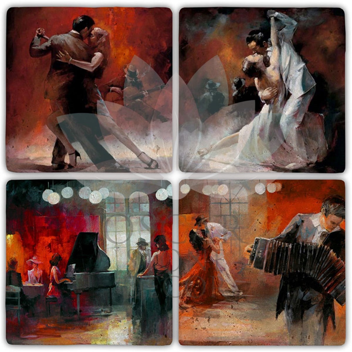 OSCAR STONE DECOR DANS 4'lü DOĞALTAŞ BARDAK ALTLIĞI / BA484 (COASTER)