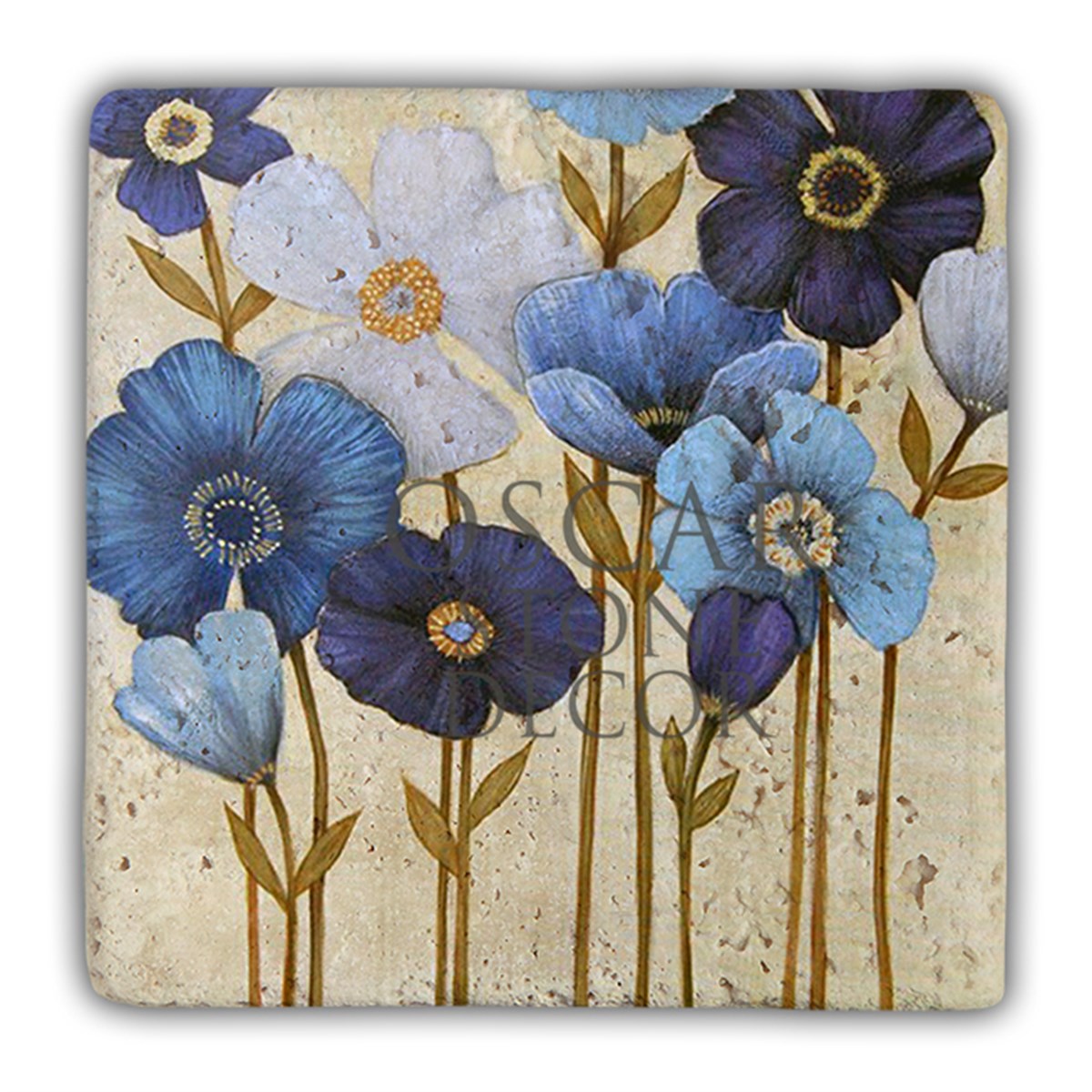 OSCAR STONE DECOR DD047-MAVİ ÇİÇEKLER DOĞALTAŞ DUVAR DEKORU / DD47 (WALL DECOR)