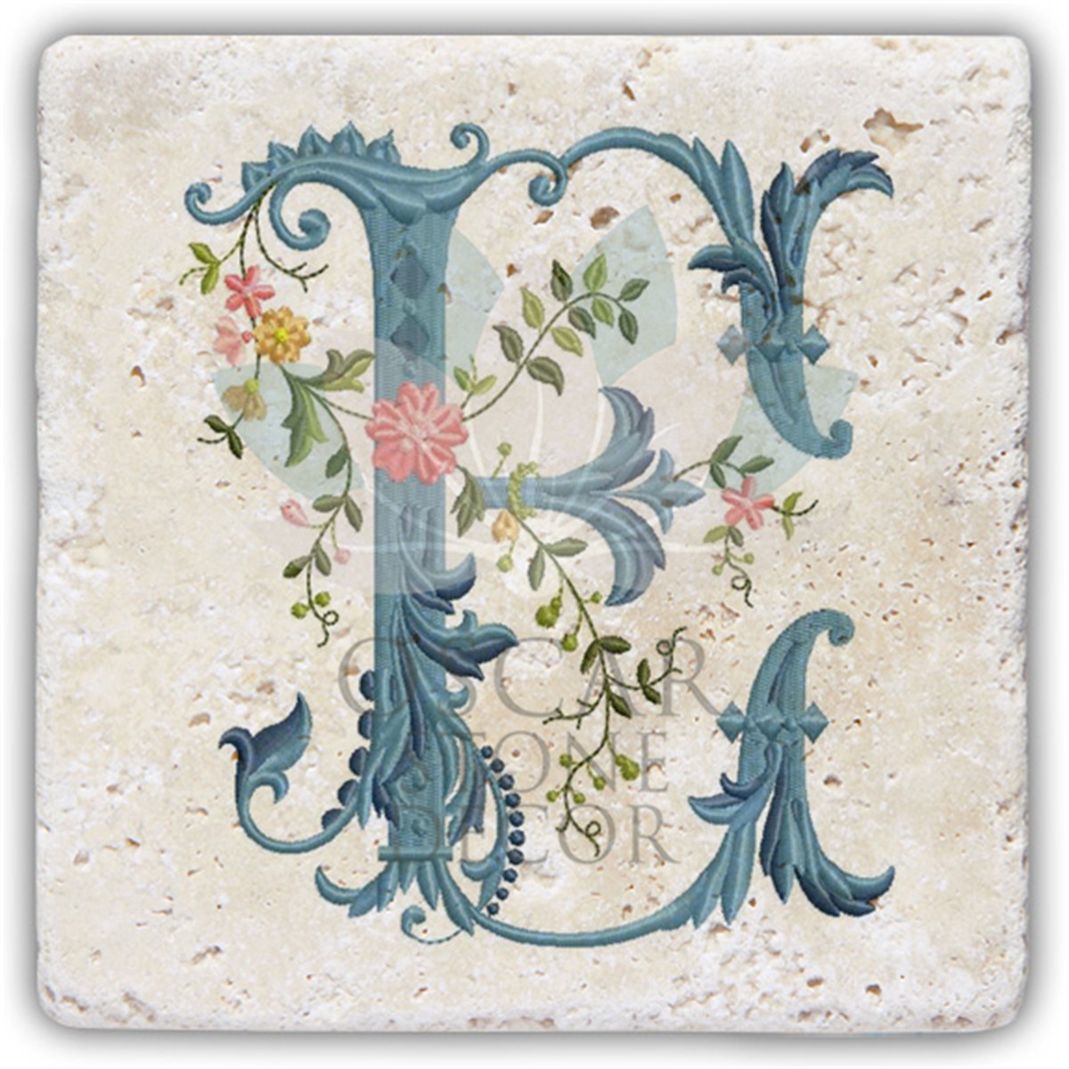 OSCAR STONE DECOR E HARFİ TEKLİ DOĞALTAŞ BARDAK ALTLIĞI / BA-E4 (COASTER)