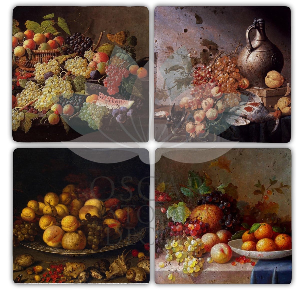 OSCAR STONE DECOR FRUITS 4'lü DOĞALTAŞ BARDAK ALTLIĞI / BA105 (COASTER)