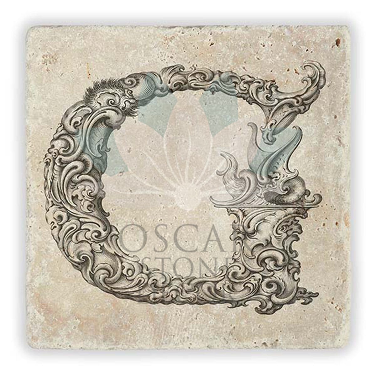 OSCAR STONE DECOR G HARFİ TEKLİ DOĞALTAŞ BARDAK ALTLIĞI / BA-G1 (COASTER)
