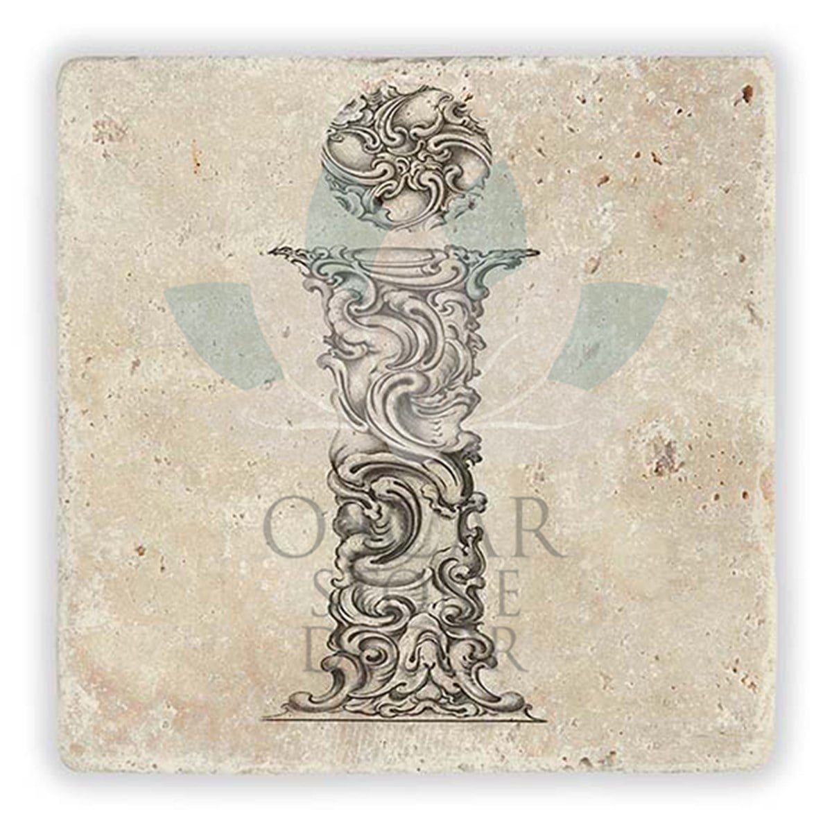 OSCAR STONE DECOR İ HARFİ TEKLİ DOĞALTAŞ BARDAK ALTLIĞI / BA-İ1 (COASTER)