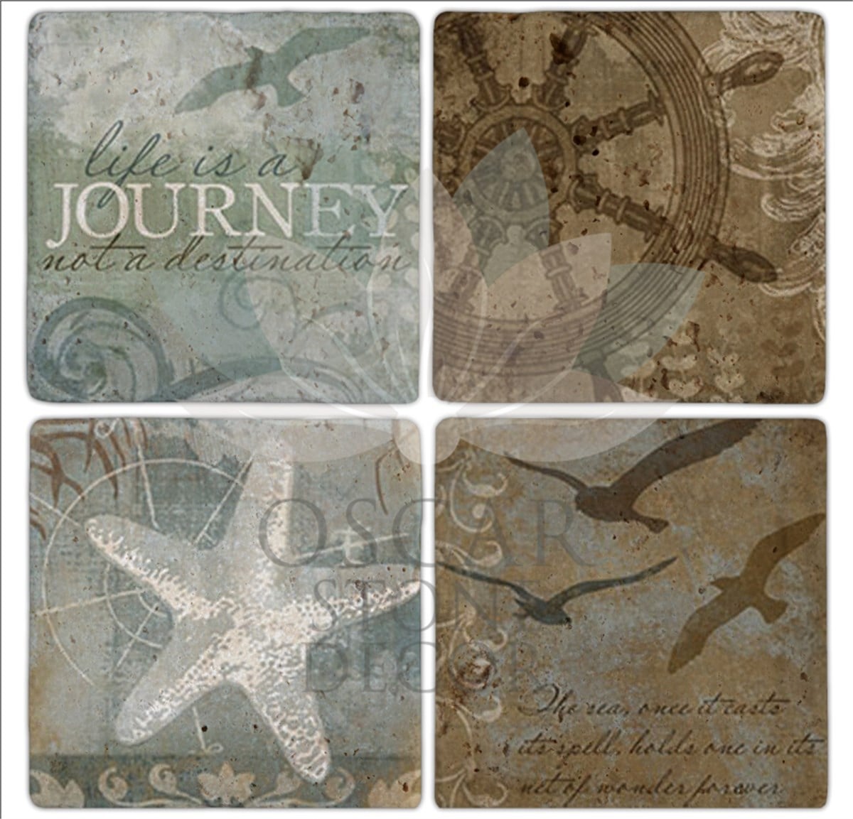 OSCAR STONE DECOR JOURNEY 4'lü DOĞALTAŞ BARDAK ALTLIĞI / BA203 (COASTER)