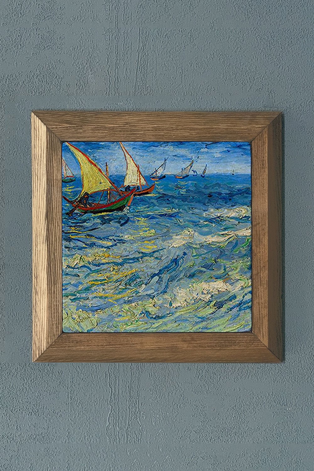 Oscar Stone Decor Masif Çerçeveli Doğaltaş Tablo 28x28 cm Vincent Van Gogh Eserleri