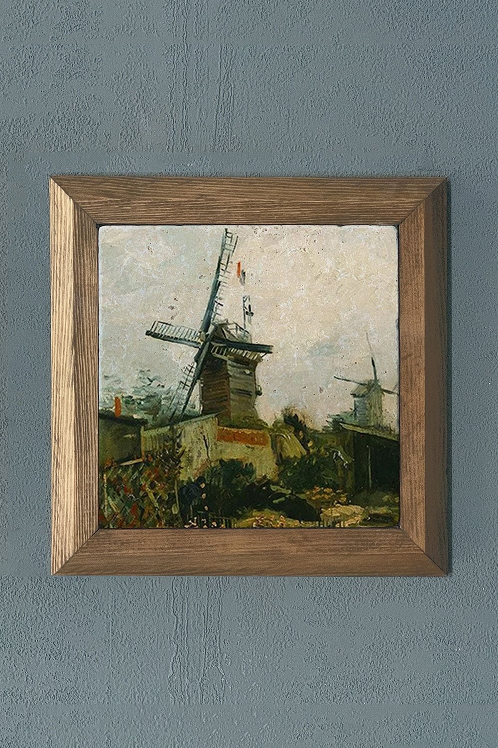 Oscar Stone Decor Masif Çerçeveli Doğaltaş Tablo 28x28 cm Vincent Van Gogh Eserleri