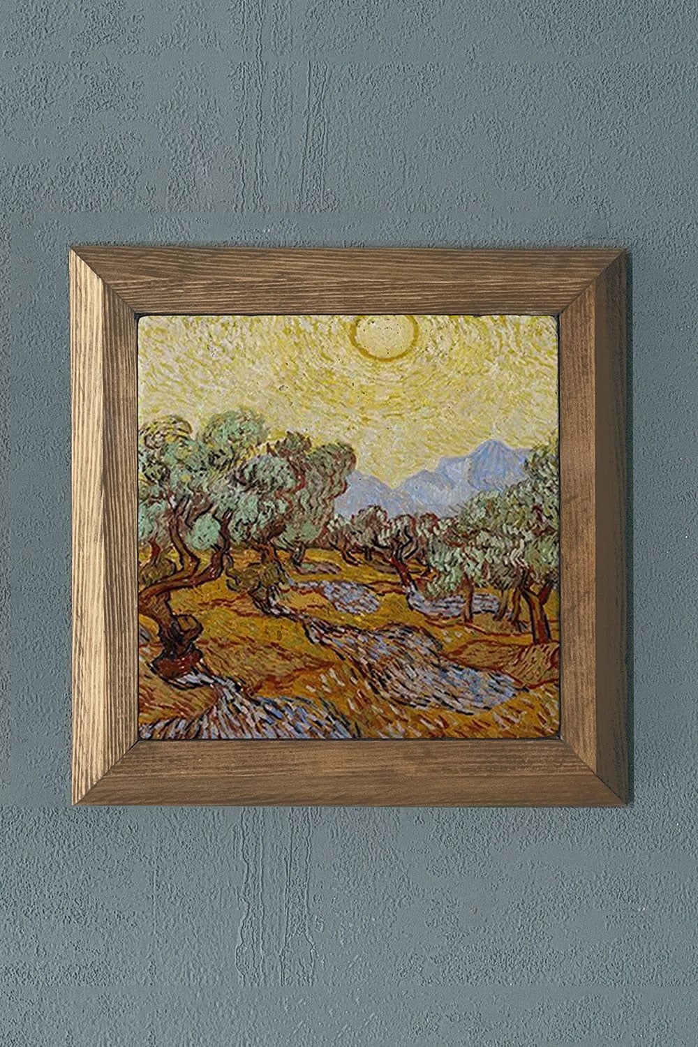 Oscar Stone Decor Masif Çerçeveli Doğaltaş Tablo 28x28 cm Vincent Van Gogh Eserleri