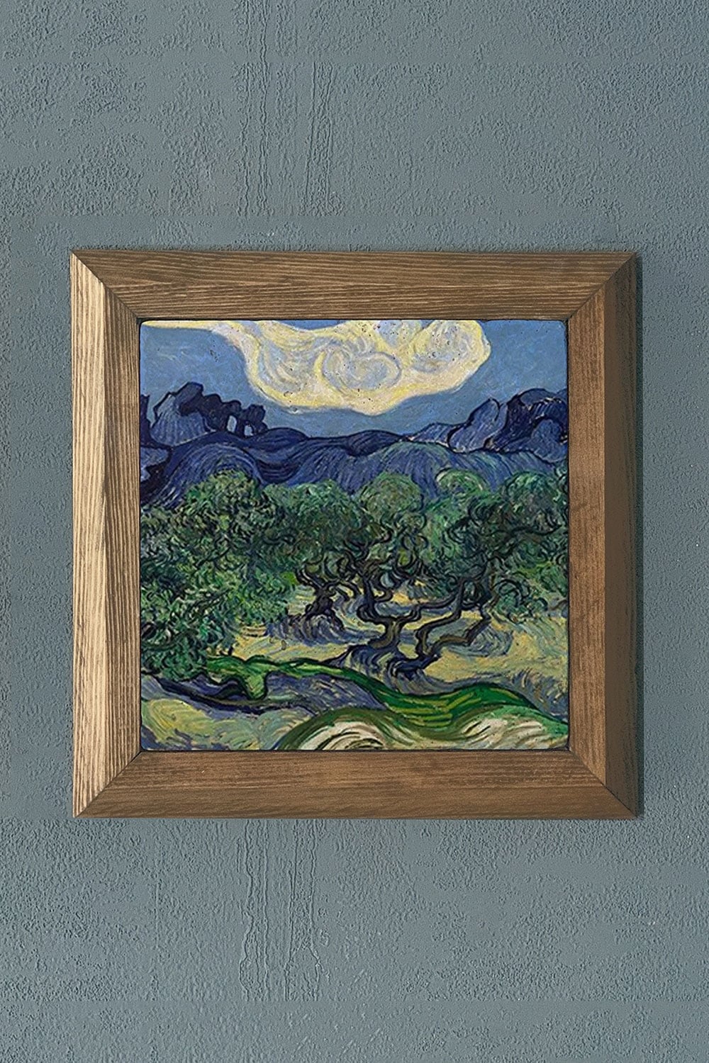 Oscar Stone Decor Masif Çerçeveli Doğaltaş Tablo 28x28 cm Vincent Van Gogh Eserleri
