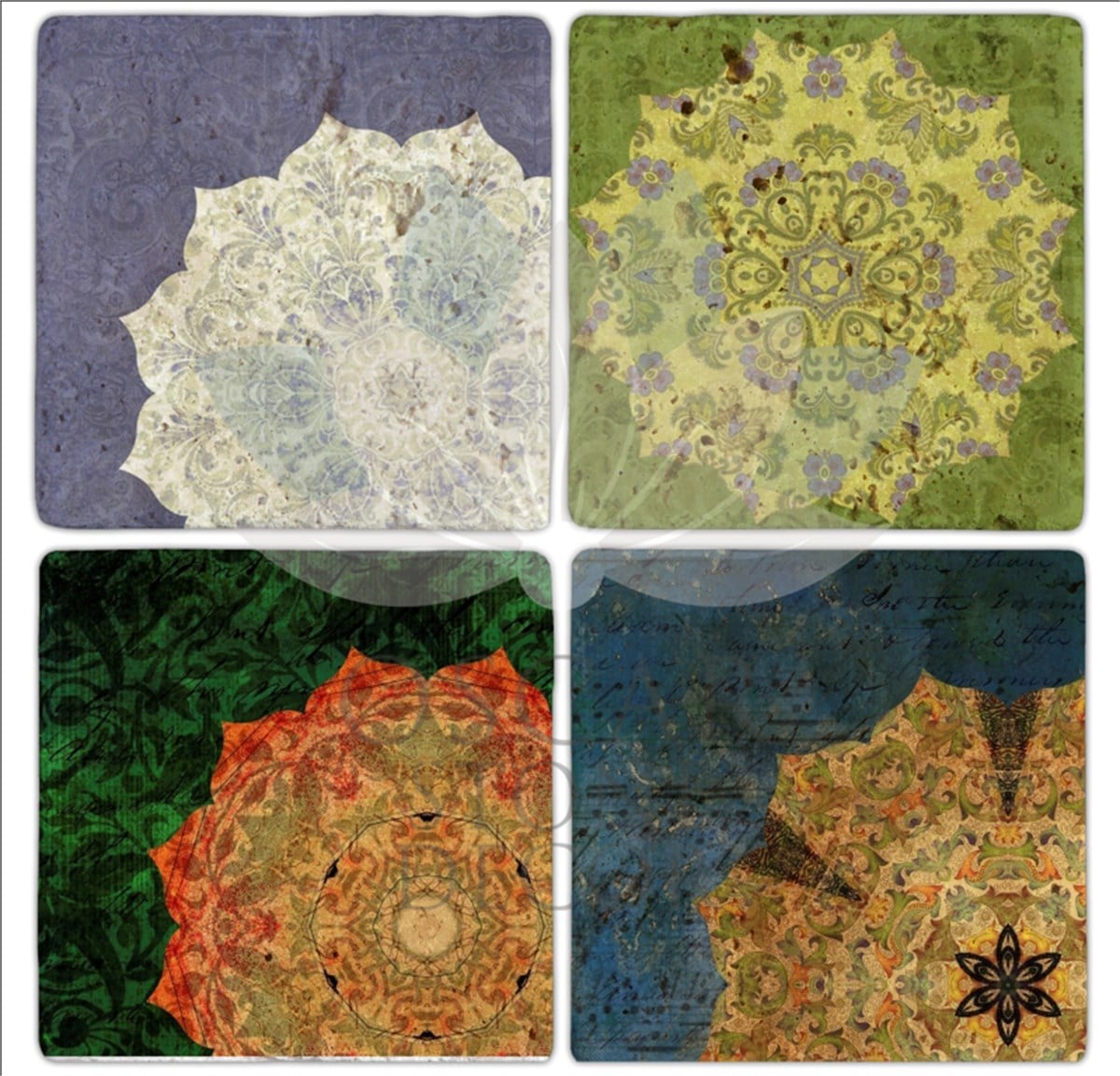 OSCAR STONE DECOR NAKKAŞ 2 4'lü DOĞALTAŞ BARDAK ALTLIĞI / BA201 (COASTER)