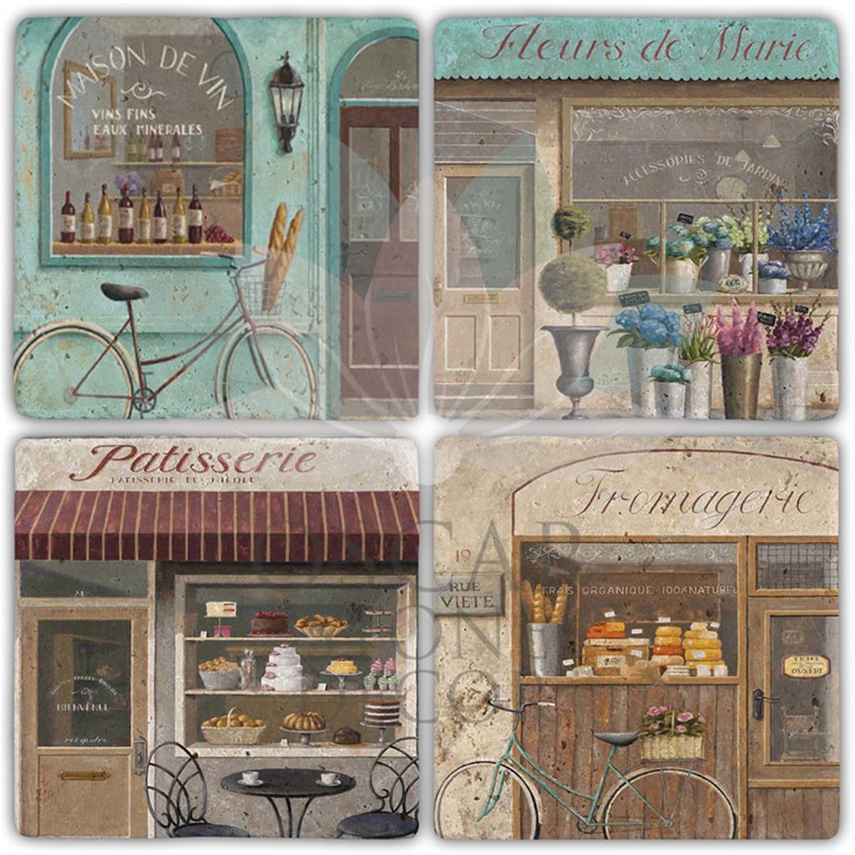 OSCAR STONE DECOR PATISSERIE 4'lü DOĞALTAŞ BARDAK ALTLIĞI / BA433 (COASTER)