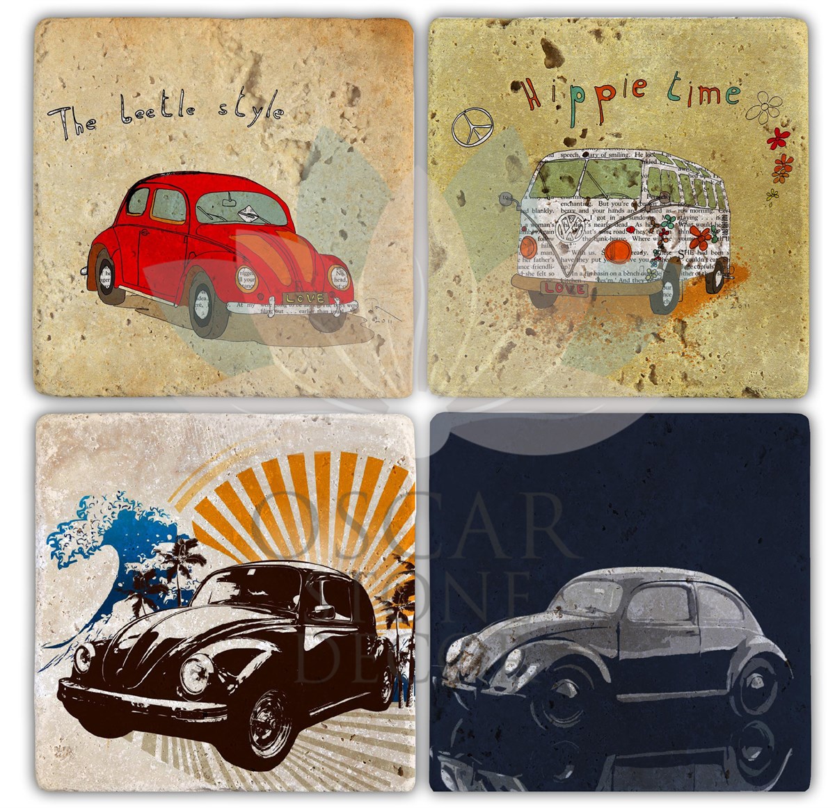 OSCAR STONE DECOR WOSWOS 4'lü DOĞALTAŞ BARDAK ALTLIĞI / BA079 (COASTER)
