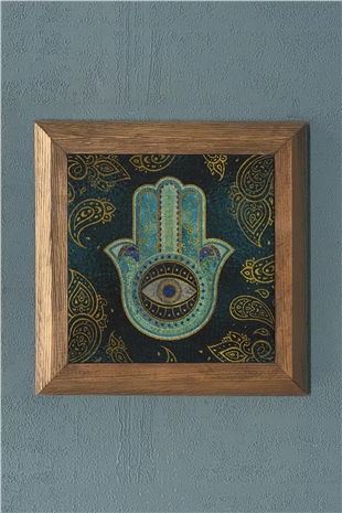 Masif Çerçeveli Fatma Ana Eli Taş Tablo- Duvar Dekoru- Oscar Stone Decor 28X28 cm-WALL DECOR
