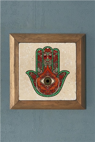 Masif Çerçeveli Fatma Ana Eli Taş Tablo- Duvar Dekoru- Oscar Stone Decor 28X28 cm-WALL DECOR