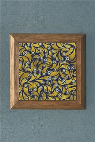 Masif Çerçeveli Nazar Taş Tablo- Duvar Dekoru- Oscar Stone Decor 28X28 cm-WALL DECOR