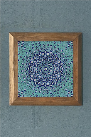 Masif Çerçeveli Nazar Taş Tablo- Duvar Dekoru- Oscar Stone Decor 28X28 cm-WALL DECOR