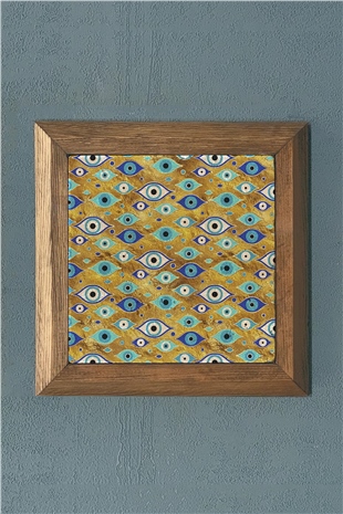 Masif Çerçeveli Nazar Taş Tablo- Duvar Dekoru- Oscar Stone Decor 28X28 cm-WALL DECOR
