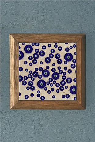 Masif Çerçeveli Nazar Taş Tablo Oscar Stone Decor 28X28 cm Wall Decor